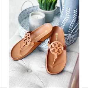 Tory Burch Women’s Miller Cloud Thong Sandals In Aged Camello Size 7